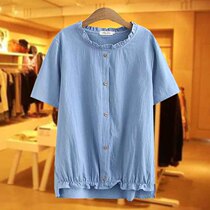 Summer dress new middle mother dress blouse big code loose cotton linen short sleeve lace shirt mid-aged temperament t-shirt