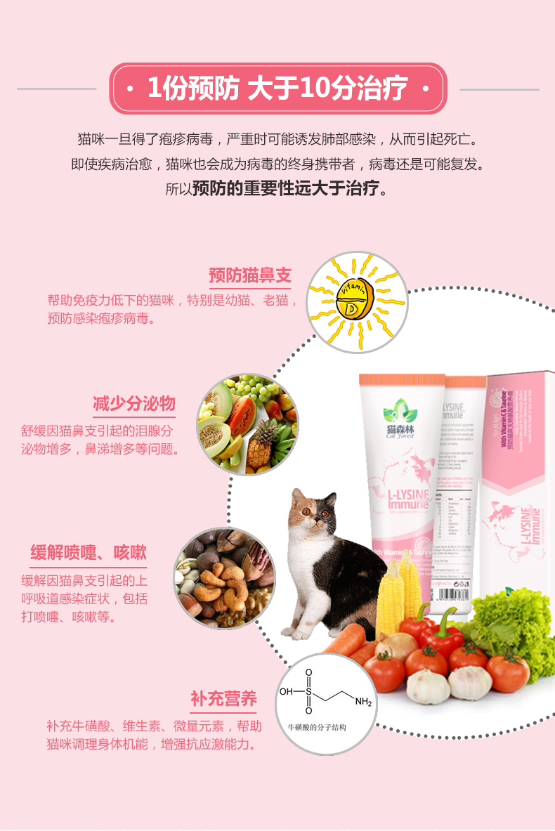Jin Duole mèo rừng lysine dinh dưỡng kem 120g mèo amoniac nhánh mũi lạnh run mũi mèo viêm mũi - Cat / Dog Health bổ sung sữa dành cho chó con