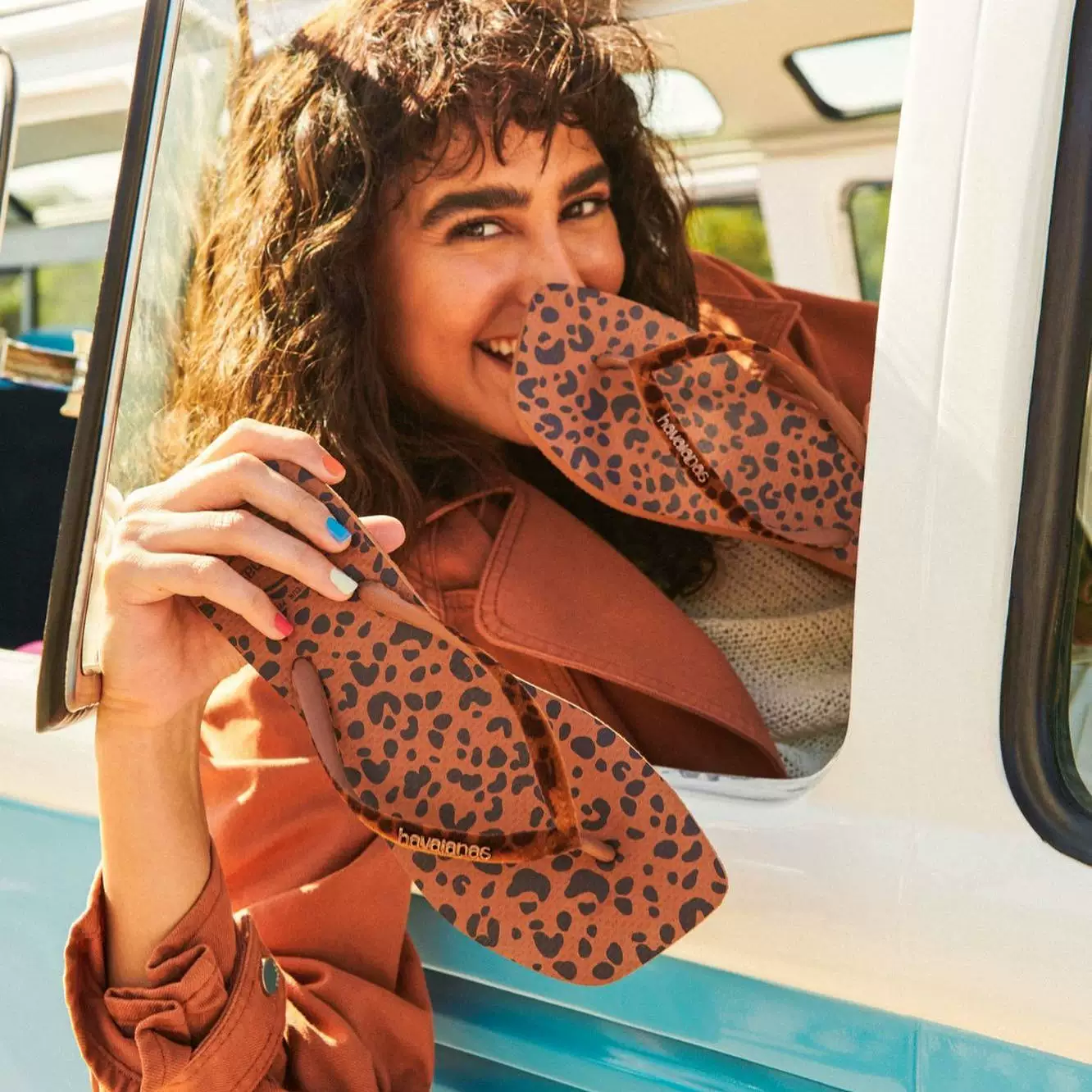 Бразильские шлепанцы Havaianas леопардовый принт бархат зебра квадратная головка женская верхняя одежда прищемление стопы лета