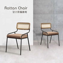 Rattan Dining Chair Designer Modern Minimalist Leather Chair Folk Juku Backrest Computer Chair Cafeteria Dining Room Casual Chair