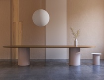 Nordic Log Conference Table Studio Office Computer Solid Wood Oval Table Training Desk In Talks Tea Making Big Board Table