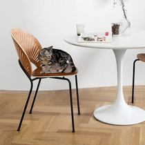 Nordic Light Lavish Solid Wood Shell Chair Modern Minimalist Bar Bench Dining Chair Home Net Red Casual Makeup Chair Fan Bay Chair