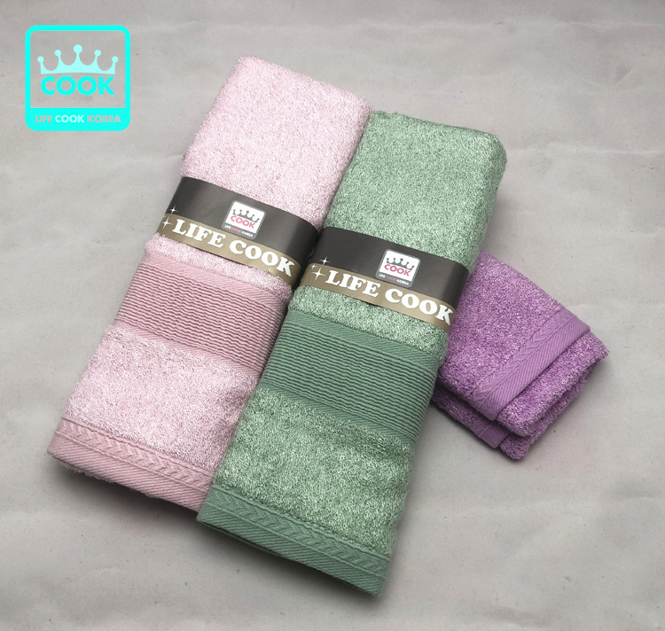 Korean Life Cook Bamboo Fiber Towel Face Towel Washcloth Face Wipe Adult Towel Hair Drying Towel 3-Pack