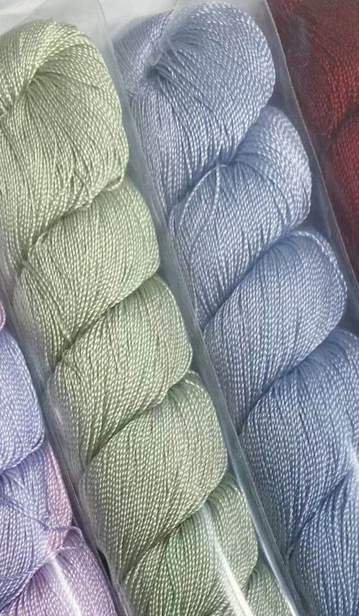 Blue green pure color heavy pound compact silk thread