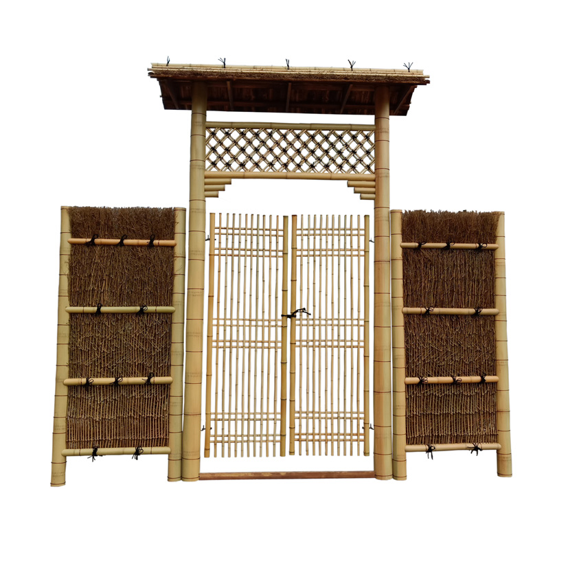 Garden Bamboo Fence Anti-Rot Bamboo Door Large Fence Door High End Villa Fence Bamboo Branches Fence Customizable Bamboo Gate