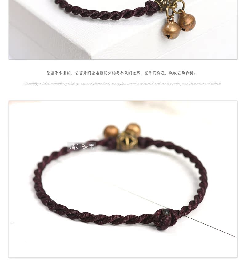 JR 婧 Ru vòng chân nữ Chuông đơn giản dây đỏ retro Sen bạn gái tặng quà sinh nhật phiên bản Nhật Bản và Hàn Quốc của vòng chân handmade vòng đeo chân nữ