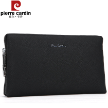 Pierre Cardin mens handbag leather large capacity soft cowhide Business Mens bag zipper clutch