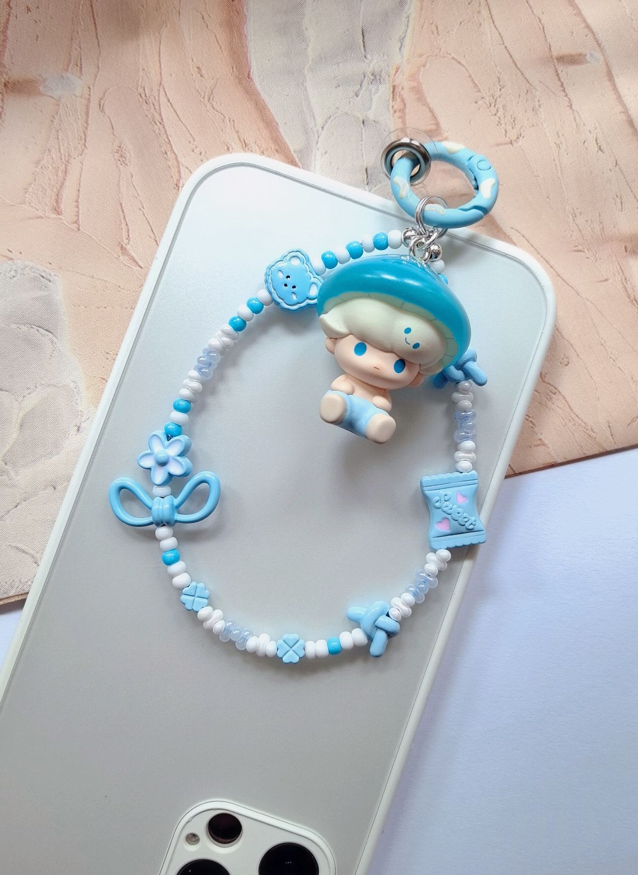 Pop Mart Mushroom Sprite Cute Grain Authentic Handmade Phone Charm Keychain