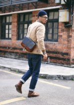  HARDWIND American retro Vintage cowhide fur messenger bag Retro messenger bag mens computer bag casual