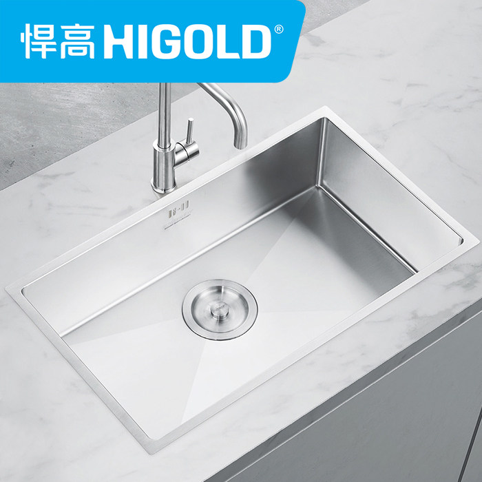 Higold Nice thickened handmade large single tank 952125R sink kitchen sink stainless steel under counter basin cabinet