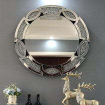 European-style light luxury bathroom bathroom mirror wall-mounted round vanity mirror porch fireplace restaurant side decorative mirror Diamond