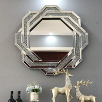 European-style light luxury bathroom mirror wall-mounted bathroom mirror restaurant side porch art fashion decorative mirror Diamond