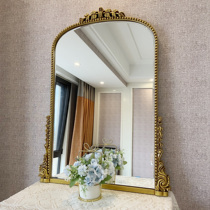 European style retro toilet bathroom mirror Wall Wall vanity mirror porch fireplace decorative mirror Net Red meal side mirror shaped