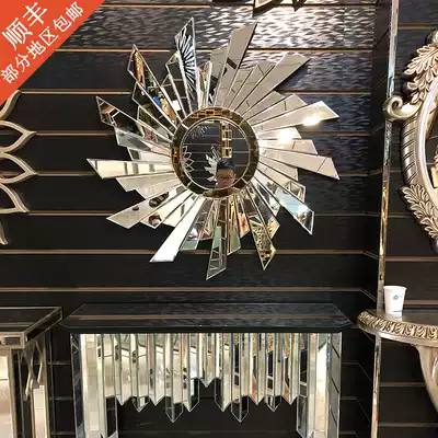European-style light luxury background wall decoration mirror Living room entrance wall-mounted art fight mirror Dining room fireplace creative mirror