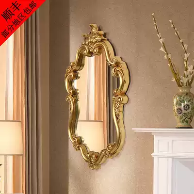 Waterproof bathroom mirror Wall-mounted mirror European-style bathroom makeup mirror decorative mirror Bathroom mirror Entrance powder room mirror