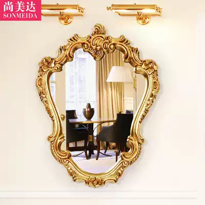 European bathroom mirror cosmetic room makeup mirror waterproof beauty salon wall-mounted makeup mirror storefront retro decorative mirror frame