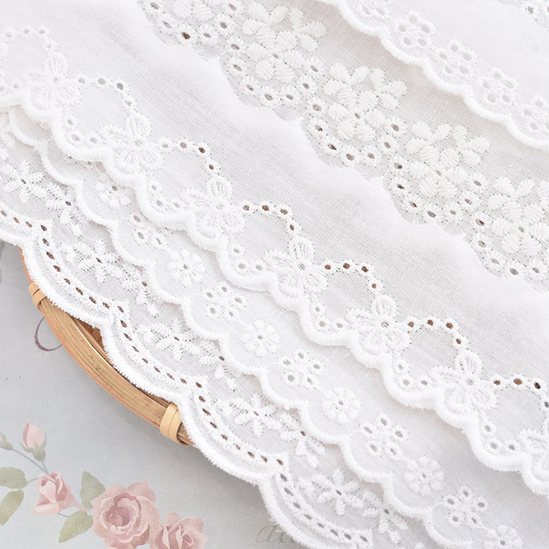 Cotton embroidery lace Cotton embroidery lace high-grade DIY handmade children's clothes accessories pure white
