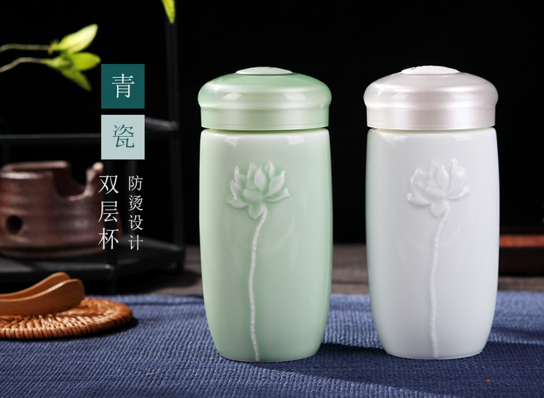 High - quality goods with double insulation ceramic cup cup men 's ladies fashion travel office glass cups gift can be customized