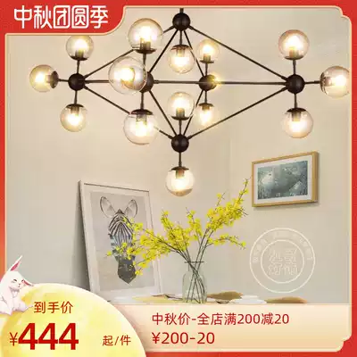 Nordic simple creative personality Magic Bean chandelier bubble glass ball living room dining room clothing store wrought iron molecular lamp
