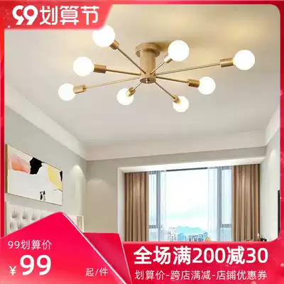 Nordic Net Red Magic Bean golden ceiling lamp American simple creative personality living room dining room bedroom study LED light