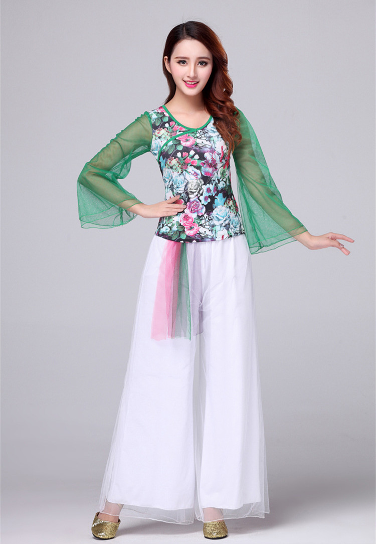 Spring / Summer Quảng trường Khiêu vũ trang phục của Cloud Sleeve Vũ Suit Nữ Adult New quần Wide-Legged Quốc Phong cách ăn mặc Performance