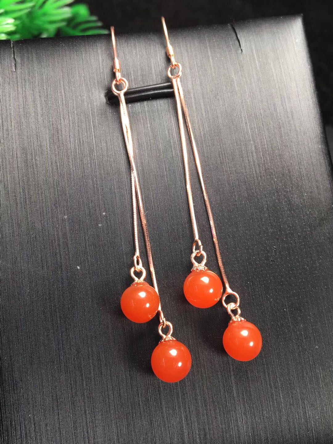 Sichuan Cherry Red South Red Ear Needle Ear Pendant Fashion New Tide gold Jewelry Long Version Earrings Bright And Beautiful