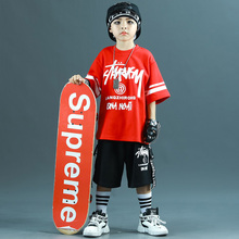 Boys' Summer Hip Hop Street Dance Fashion Set: Children's Handsome Dance Performance Clothing for June 1st Kindergarten Performance Clothing