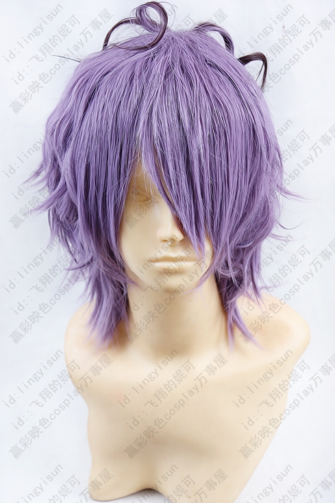 291 IB GARRY Purple mix Short Cosplay Wig free wig cap
