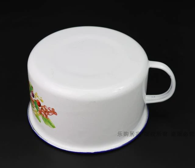Thêm dày 14CM food cốc thức ăn nhanh tráng men hộp cơm tráng men nồi có nắp nồi men men hộp cơm trưa - Hộp cơm điện sưởi ấm