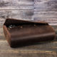 Genuine leather watch storage box 6 pieces of retro Crazy Horse Cowhide handmade and creative outdoor travel carry-on bag button model