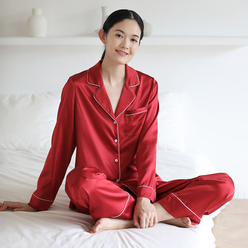 Monastery mountain Wen also sleeps true silk pyjamas in two sets 22 mmitin crepe satin long sleeve long pants shorts home clothes