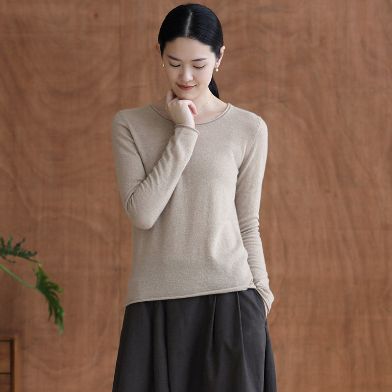 Monastery mountain Wen also Yunyan wearing a cloud on her body ~ AllaShane JI pint pure cashmere base round collar needlework