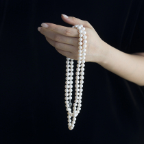 Monastery Mountain Wen also Yuanyin Natural Freshwater Pearl Necklace intense light Near round Big Pearl long Gown Chain Fur Coat Chain