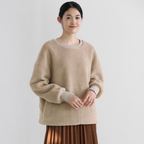 Sishan Wenyuanqi blouse female sheep cutting velvet autumn winter age casual round neck simple long sleeve thick pullover jumper