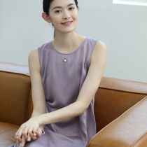 Monastery mountain Wendy also nightingale vest with dress and woman mulberry silk Summer 16 Memery Washed Vegetarian Crepe satin brief mid-length dress