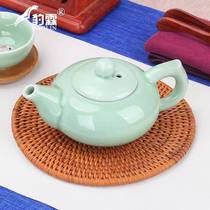 Green Porcelain Bubble Teapot Single Pot ceramic Home cooking tea Tea kettle punching tea set Longquan suit Home Green trumpet
