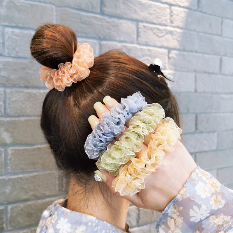 Temperament mesh ball hair ring fresh and sweet tie hair rubber band ponytail hair accessories hair ring hair ring female