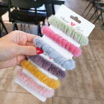 South Korea East Gate with color plush hair rope net red ball head rope cute versatile Hairband leather band female headdress