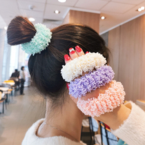 Autumn Winter Sweetness Plush Candy Color Large Intestine Ring Za Hair Leather Fascia Pan Hair Rope 100 Hitch A Little Clear New Ring Leather Cover