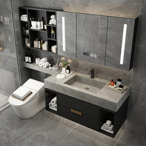 Custom bathroom cabinet combination Rock plate one-piece basin Intelligent light luxury bathroom extension toilet washbasin sink