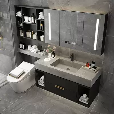 Customized bathroom cabinet combination rock board integrated basin smart light luxury dressing room extended toilet washbasin sink