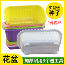 Rectangular flowerpot balcony Four Seasons planting pot thickened plastic basin planting pot soil seed vegetable basin