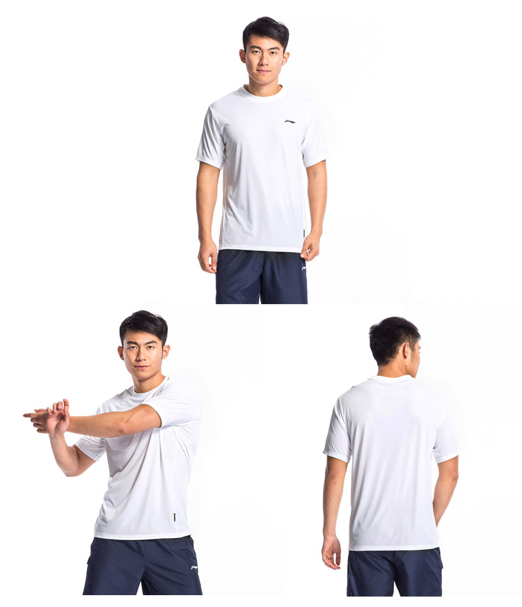 Li Ning ngắn tay T-Shirt nam nhanh khô vòng cổ mùa hè đích thực Slim văn hóa áo sơ mi thoáng khí thoải mái thể thao áo sơ mi áo polo thể thao nam