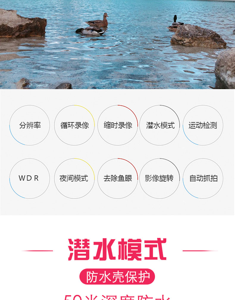 HD chống nước camera thể thao không thấm nước mũ bảo hiểm không thấm nước camera mini HD 4K video lặn dưới nước - Máy quay video kỹ thuật số máy quay vlog 2020
