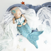 Dream newborn photography little mermaid tail clothes Full moon 100 days 100 days baby photo sweater knitwear