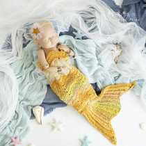 Couture newborn photography little mermaid tail Full Moon 100 Days 100 Days Photo Studio Handmade Woolen Clothes Original