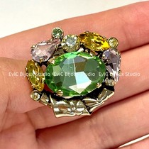 Big-name designer 24k gold-plated colorful crystal colorful open ring 828 deposit 500 non-refundable and non-exchangeable