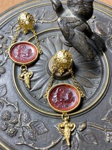 Italy m c sterling silver gold-plated glazed cameo earrings 1580 deposit 790
