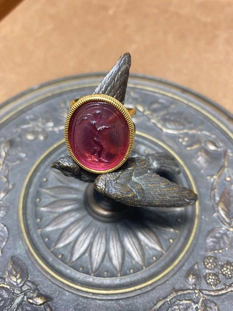 Italy m c sterling silver gold plated cameo open ring 946 deposit 473