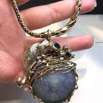 Big name designer 24k gold plated Agate Leopard Predator Series Necklace